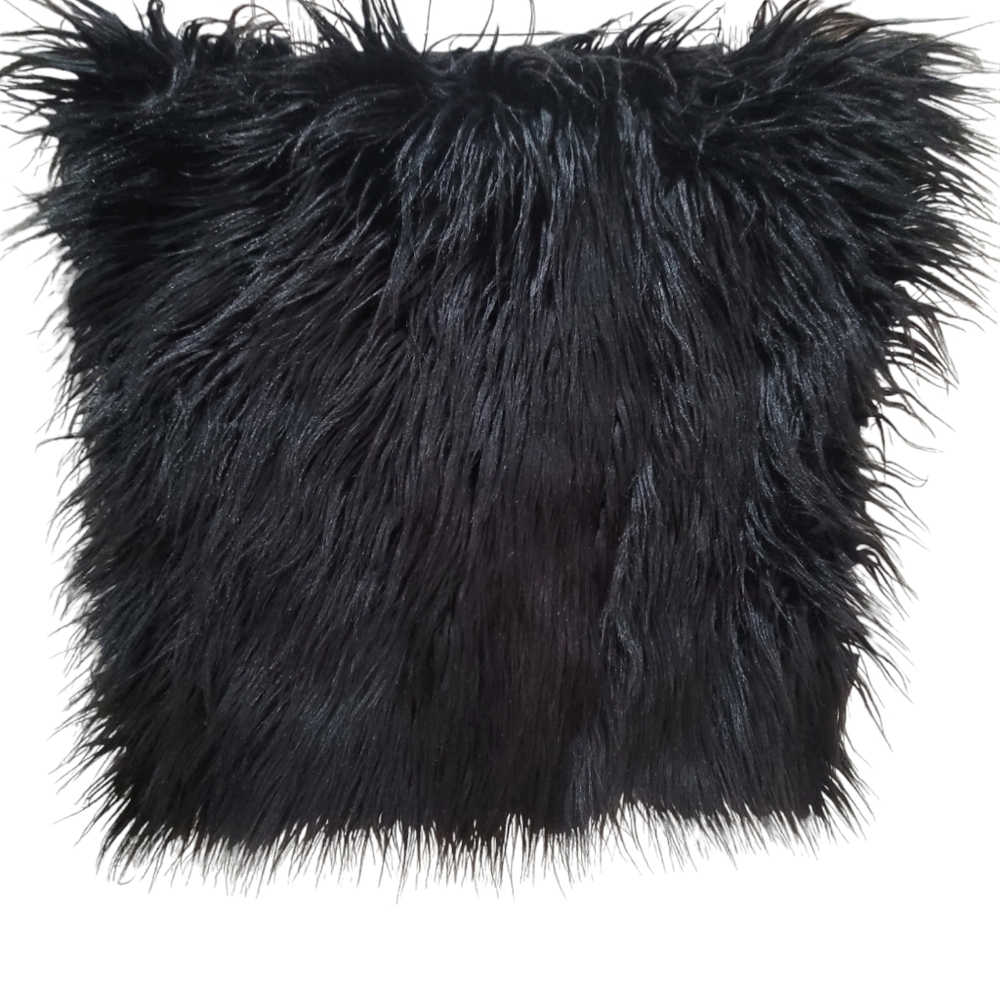 Black Faux Fur 16"×16" Pillow Cover